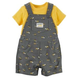 Just One You Baby Boys Short Sleeve Shortalls Overalls Outfit. NB Newborn. NEW.